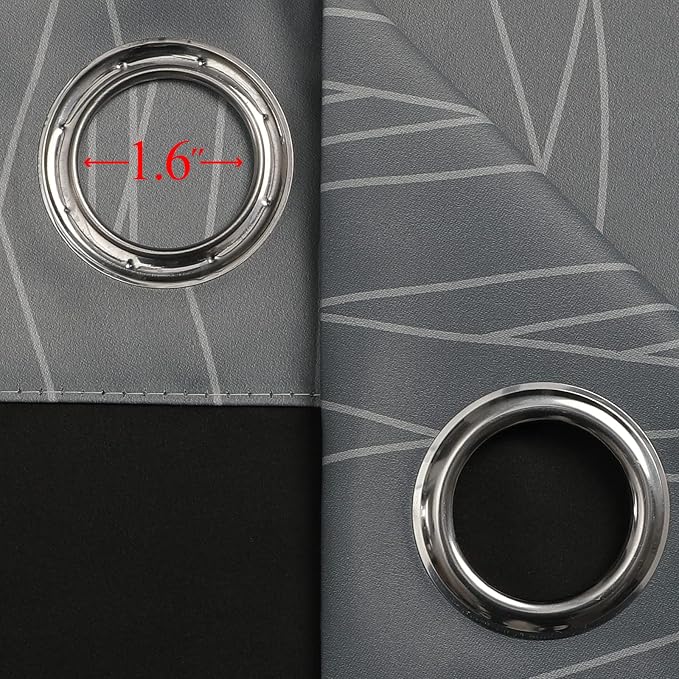 Estelar Textiler Grey and Grayish White Blackout Curtains 108 Inches Long - Image 7