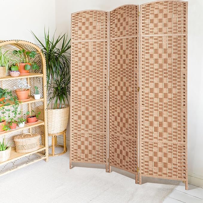 Rose Home Fashion Room Divider 5.6 ft.Tall-15.7" Wide Weave Fiber 3 Panels Room - Image 3