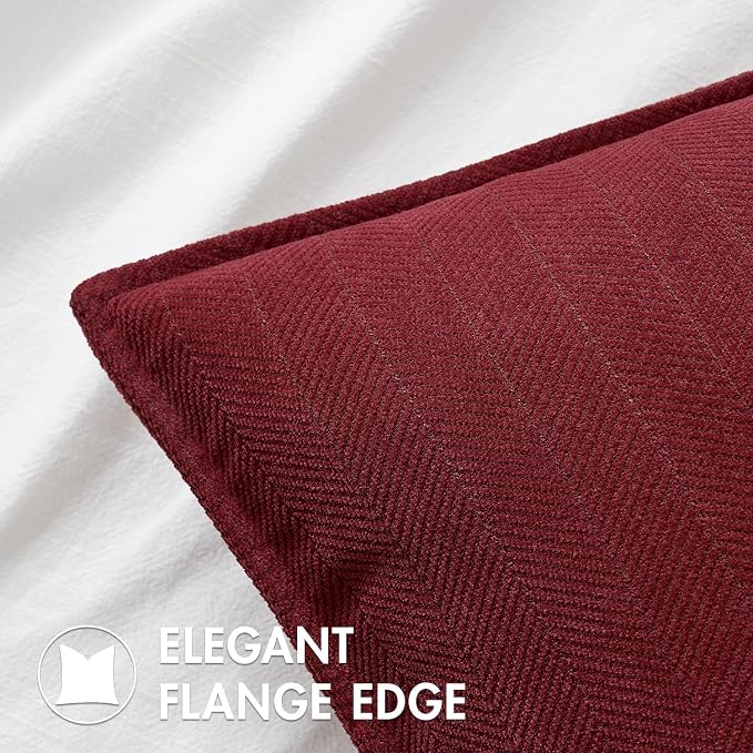 MIULEE Pack of 2 Burgundy Decorative Pillow Covers 16x16 Inch Soft Chenille - Image 2