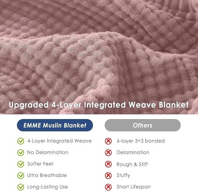 EMME Muslin Throw Blanket 100% Cotton Blankets - Image 7