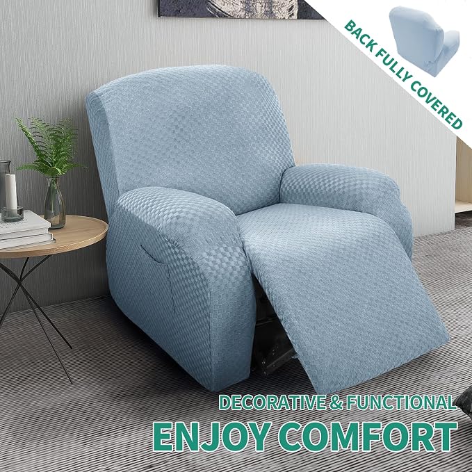 YEMYHOM 4 Pieces Stretch Recliner Slipcover Latest Jacquard Recliner Chair Cover - Image 2