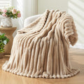 NEWCOSPLAY Super Soft Twin Blanket Brown Premium Silky Flannel Fleece 3D Ribbed by NEWCOSPLAY