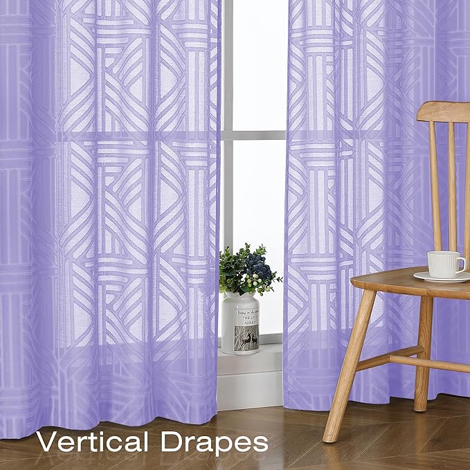 Simplebrand Lavender Sheer Curtains 72 Inch Length 2 Panels - Image 5