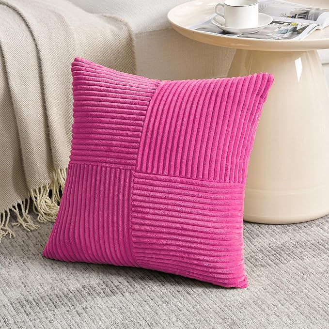 Fancy Homi 2 Packs Hot Pink Big Decorative Throw Pillow Covers 24x24 Inch - Image 2