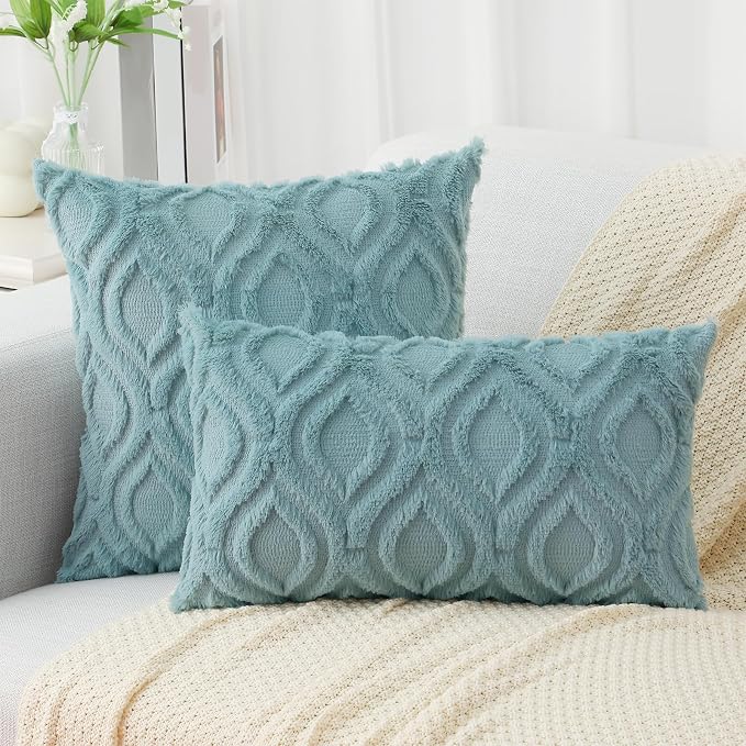 decorUhome Summer Throw Pillow Covers 12x20 Inch Set of 2, Soft Plush Faux Wool - Image 7