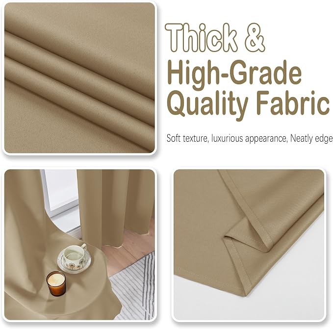 OVZME Taupe Blackout Curtains for Bedroom 84 Inch Length 2 Panels Set, Soft - Image 8