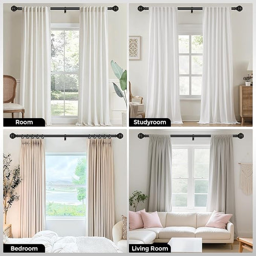 2 Pack Black Curtain Rod, Heavy Duty 1 Inch Decorative Curtain Rods - Image 2