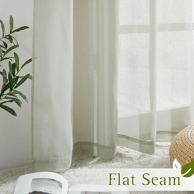 NICETOWN Linen Sheer Curtains for Living Room, Grommet Semi Sheer Privacy - Image 6