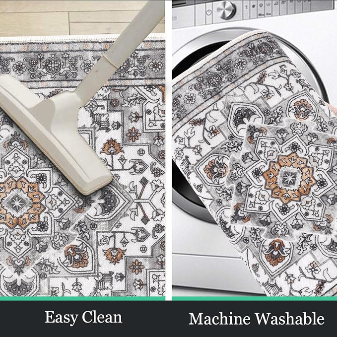 HEBE Farmhouse Kitchen Rugs Sets of 3 Non Slip Washable Boho Kitchen Rugs and - Image 4