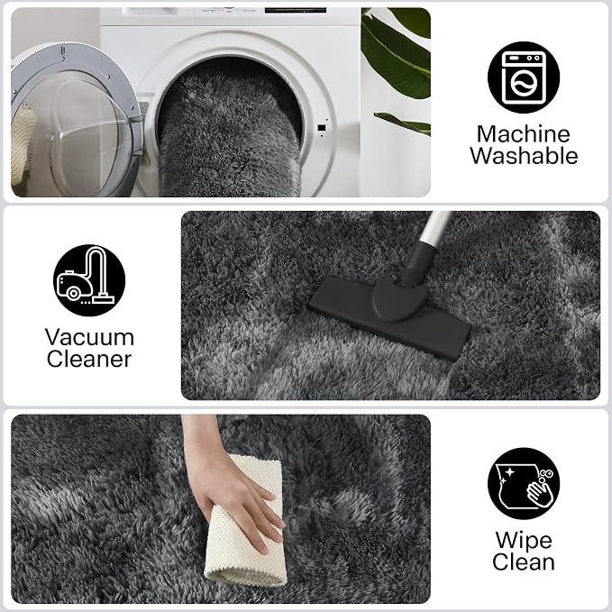Meralax Gray Rugs for Living Room Bedroom, 5x8 Feet Soft Fluffy Gray Shaggy - Image 5