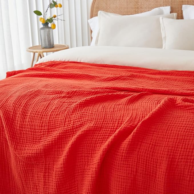 EMME Cotton Muslin King Blanket Bed Layering Breathable Gauze Blanket Soft - Image 4