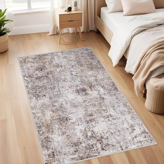 Abstract 3x5 Washable Rug: Modern Non Slip Area Rug Soft Carpet Foldable - Image 4