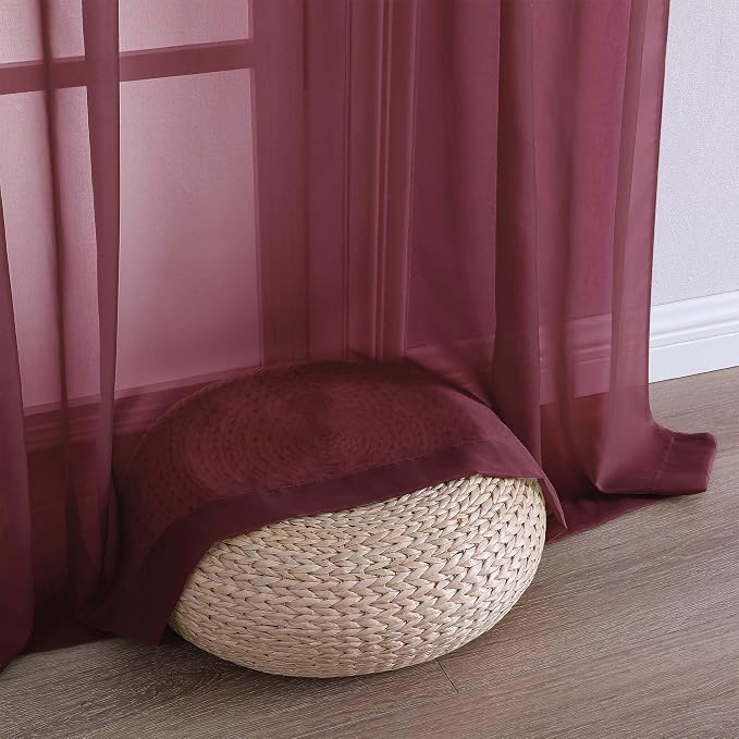 OVZME Burgundy Bedroom Curtains 2 Panel Sets 90 Inch Length, 59 Inch Extra Wide - Image 6