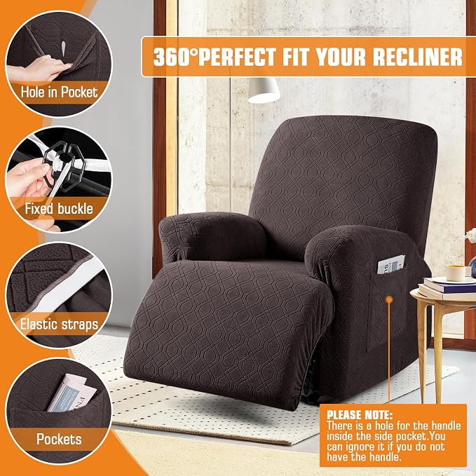 VANSOFY Recliner Chair Cover, 3-Pieces Stretch Recliner Covers - Image 5