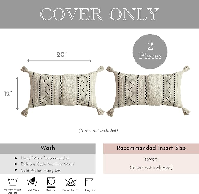 BlissBlush Decorative Lumbar Throw Pillow Covers 12x20 Combo Set of 2 - Image 6