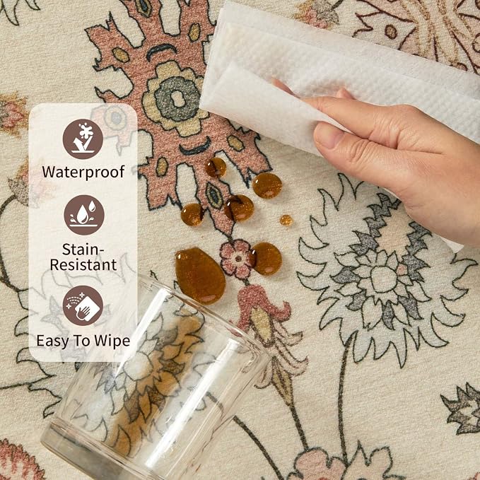 Rugxara Door Mat Floral Entryway Rug, Washable Samll 2x3 Rug, Boho Front Door - Image 9