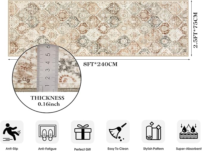 Lahome Moroccan Hallway Rug, Ultra-Thin Oriental Carpet - Image 2