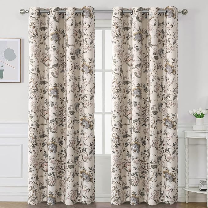 H.VERSAILTEX Blackout Curtains 96 Inch Length 2 Panels Set Floral Print Curtain - Image 2