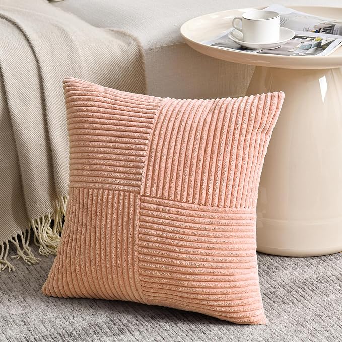 Fancy Homi 2 Packs Peach Decorative Throw Pillow Covers 18x18 Inch - Image 2