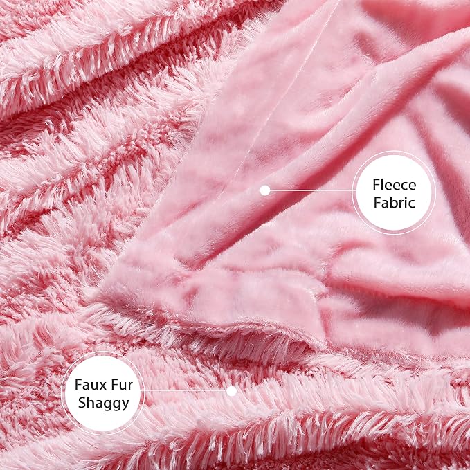 Tuddrom Decorative Extra Soft Faux Fur Blanket Queen Size 80" x 90", Solid - Image 6