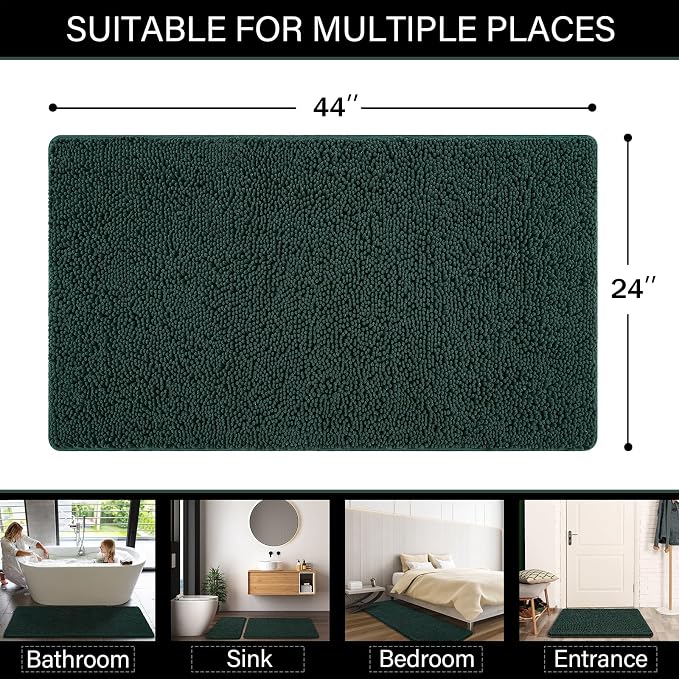 LOCHAS Luxury Bathroom Rug Shaggy Bath Mat 24 x 44 Inch, Washable Non Slip Bath - Image 2