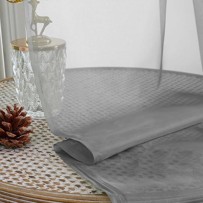 OWENIE Sheer Curtains 84 Inches Long 2 Panels Set, Sheer Grey Curtains - Image 7