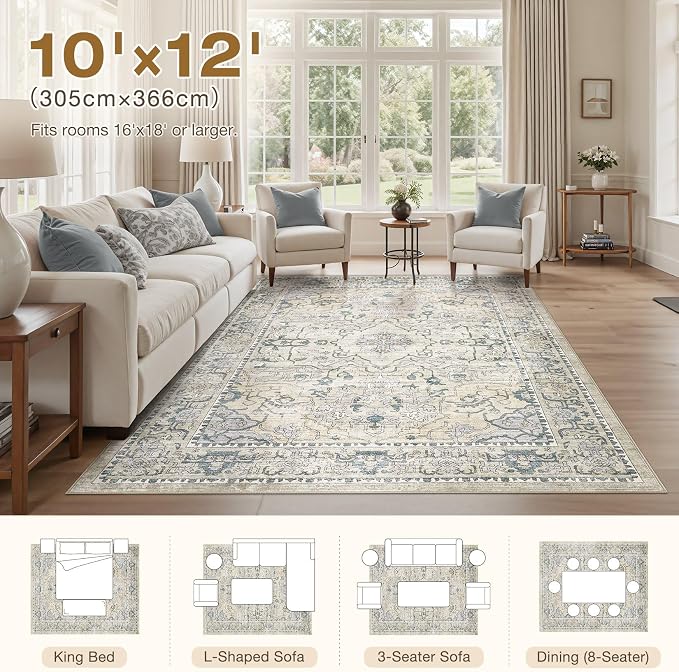 cotiled 10x12 Area Rugs Large Washable Rugs - Image 7