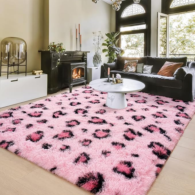 Amearea Fluffy Area Rug, Modern Shag Leopard Print Rugs Home Decor - Image 9