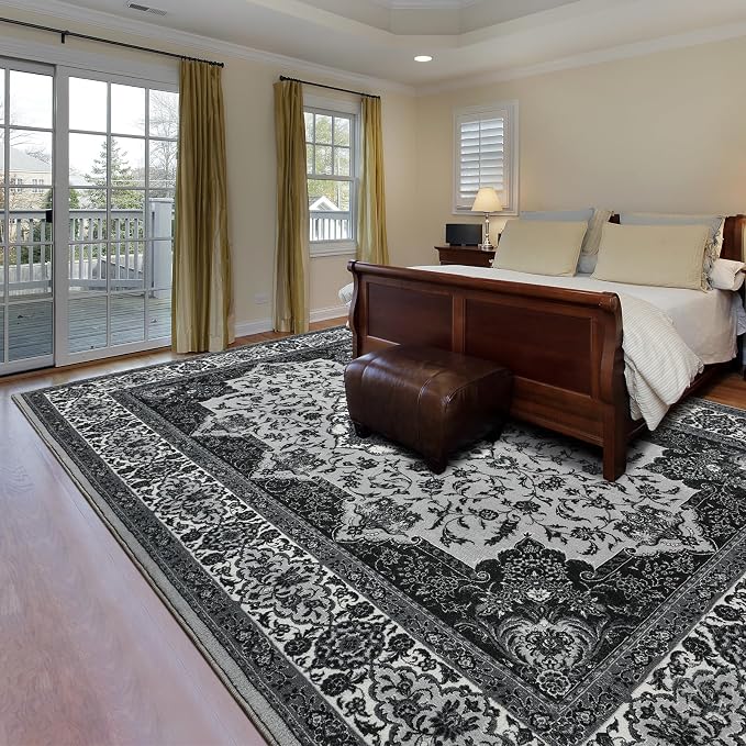 Area Rug for Living Room, 8x10Ft Machine Washable Large Grey Rugs for Dining - Image 4