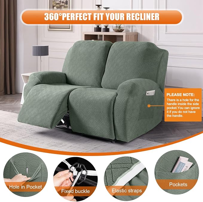 VANSOFY Recliner Cover, 2-Pieces Stretch Reclining Couch Cover - Image 5