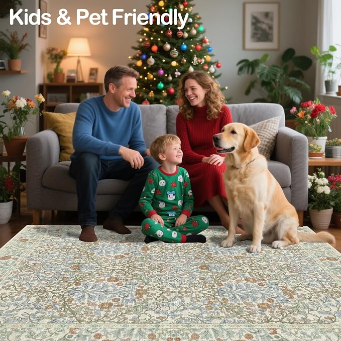 Washable 2x3 Entry Rug, Front Door Rugs Indoor, Vintage Floral Area Rugs - Image 5