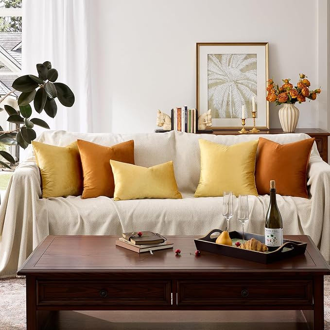 GIGIZAZA Decor Throw Couch Pillow Covers, Velvet Pillow Cases 24 x 24inch - Image 4