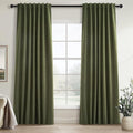 Topfinel 100 Inch Long Black Out Custom Curtains, Olive Green Pleated Window by Topfinel
