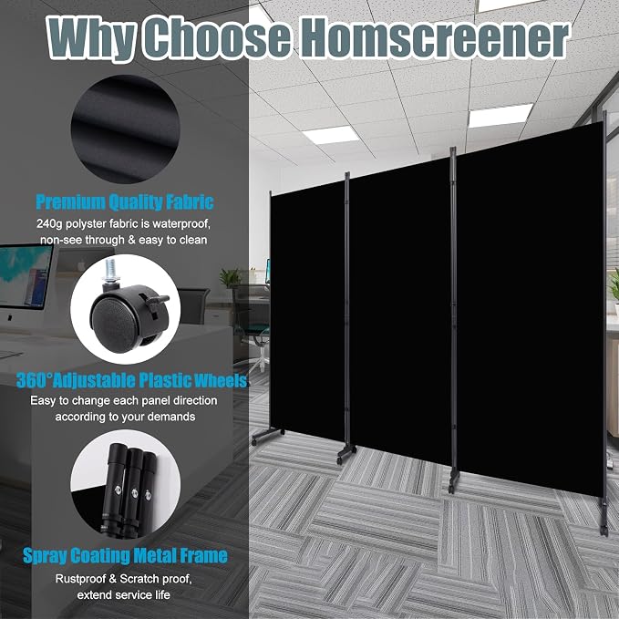 Room Divider Portable Partition Room Dividers and Folding Privacy Screens - Image 2