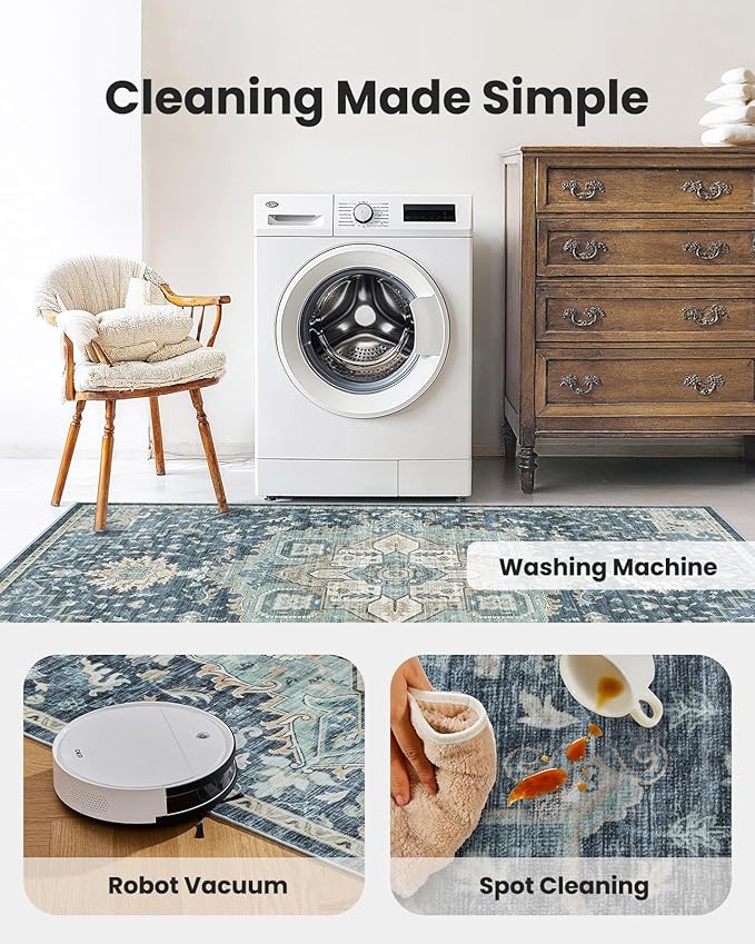 AMADA HOMEFURNISHING 5x7 Area Rugs, Washable Living Room Rug Low-Profile - Image 4