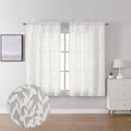 Lecloud Leia Jacquard Textured Ivory Semi Sheer Curtain 45 Inch Length by Lecloud