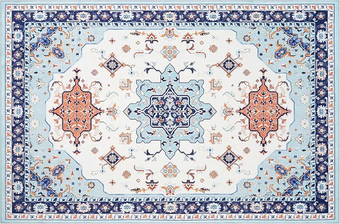 Phantoscope Washable Area Rug 6'x9' Non-Slip, Vintage Boho Rugs - Image 2