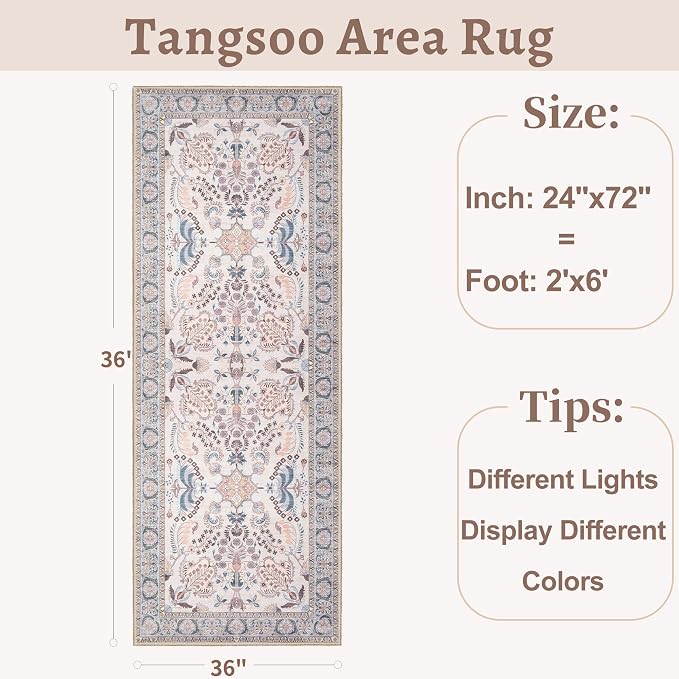 Tangsoo 2x6 Washable Runner Rug - Image 2