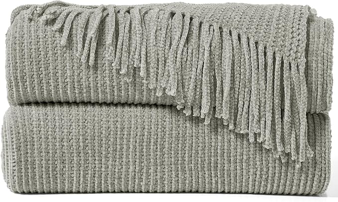 inhand Throw Blanket for Couch Bed, Chunky Chenille Woven Soft Blankets by inhand