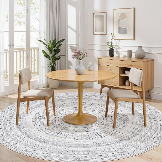 cotiled 8x8 Round Area Rug Living Room: Washable Boho Rugs - Image 4