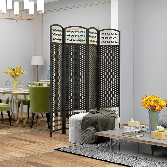 HOMCOM 4 Panel Room Divider, Folding Privacy Screen, 5.6' Room Separator - Image 2