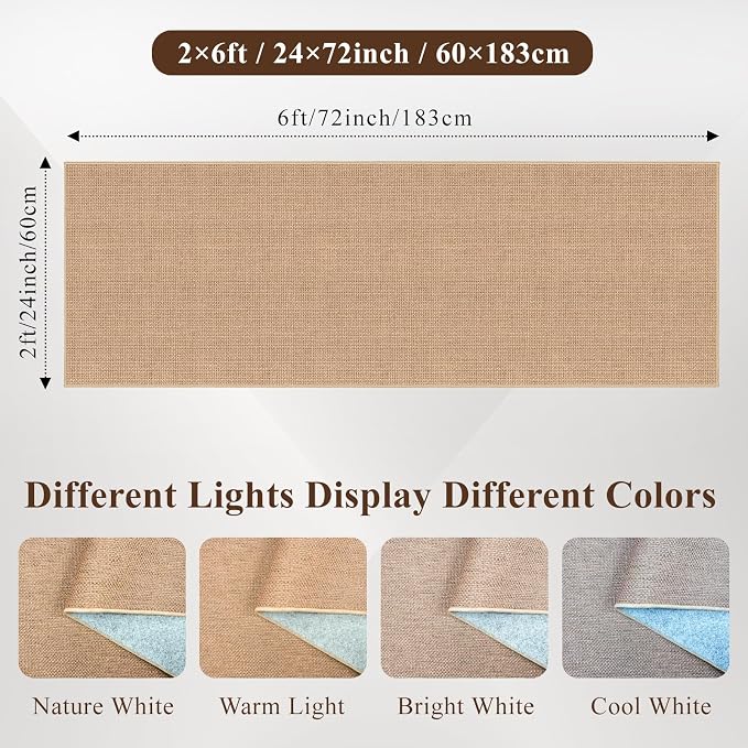 2x6 Jute Woven Runner Rug: Non-Slip Backing Solid Color Pattern - Image 2