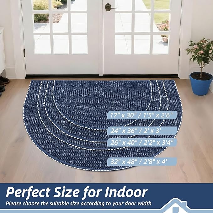 BEQHAUSE Dirt Trapper Door Mat 32" x 48" Half Circle Non-Slip Washable Doormats - Image 2