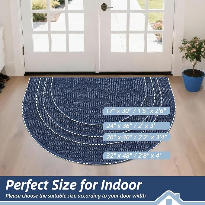 BEQHAUSE Dirt Trapper Door Mat 24" x 36" Half Circle Non-Slip Washable Doormats - Image 2