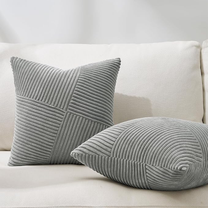 Topfinel Set of 2 LightGrey Decorative Throw Pillow Covers 18x18 Inch - Image 4