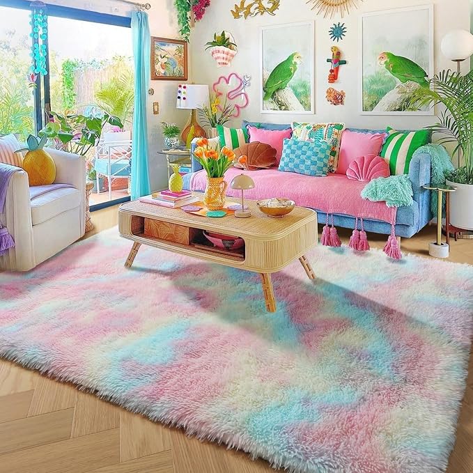 Rainbow Pastel Kids Rugs for Toddler Girls Bedroom, Cute Unicorn Room Decor - Image 7
