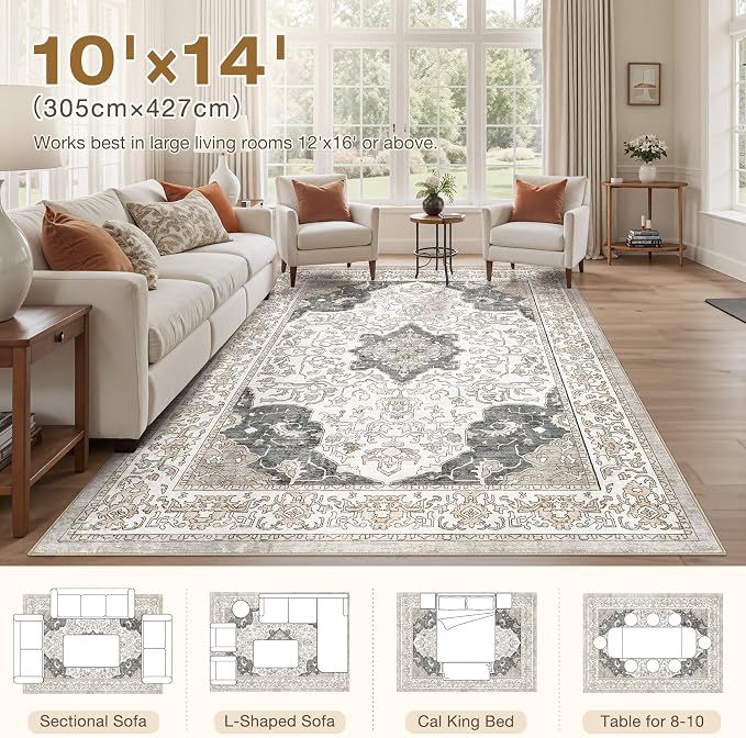 cotiled 10x14 Area Rugs Large Washable Rugs - Image 7