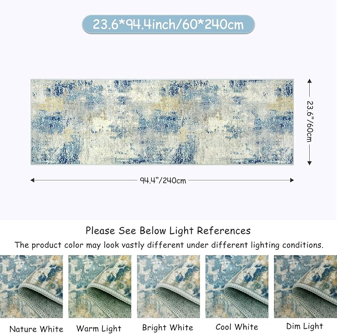 Lahome Modern Abstract Bathroom Runner Rug 2x8, Washable Entryway Rug Runners - Image 2