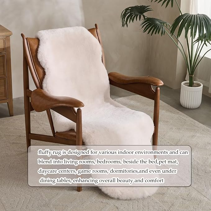 1700GSM Fuzzy Faux Sheepskin Fur Area Rug, Extra Soft Faux Fur Mat, Fluffy - Image 3