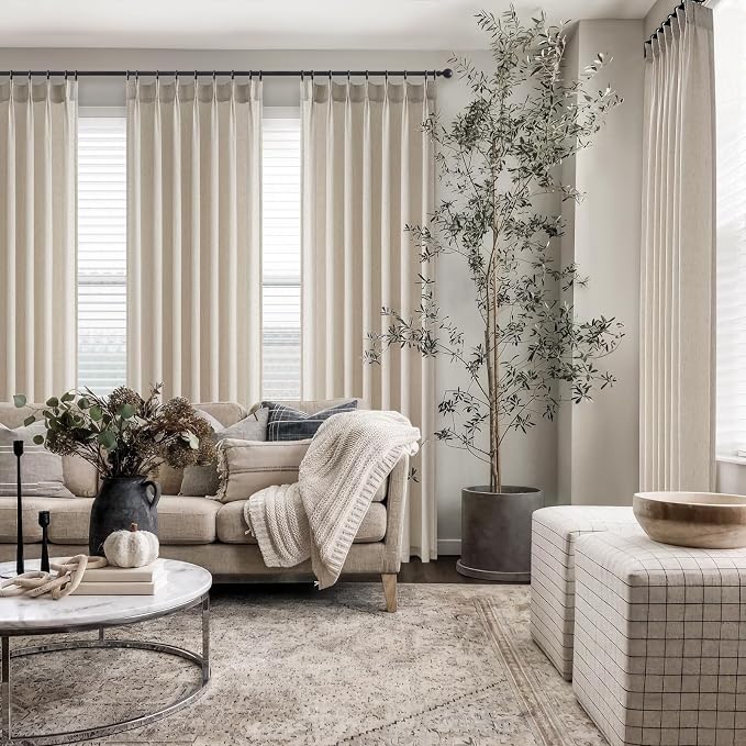 Topfinel Oatmeal Beige Pinch Pleated Curtains 45 Inches Long - Image 6
